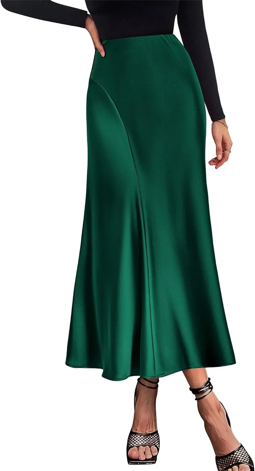 Summer Satin White A Line Maxi Skirt