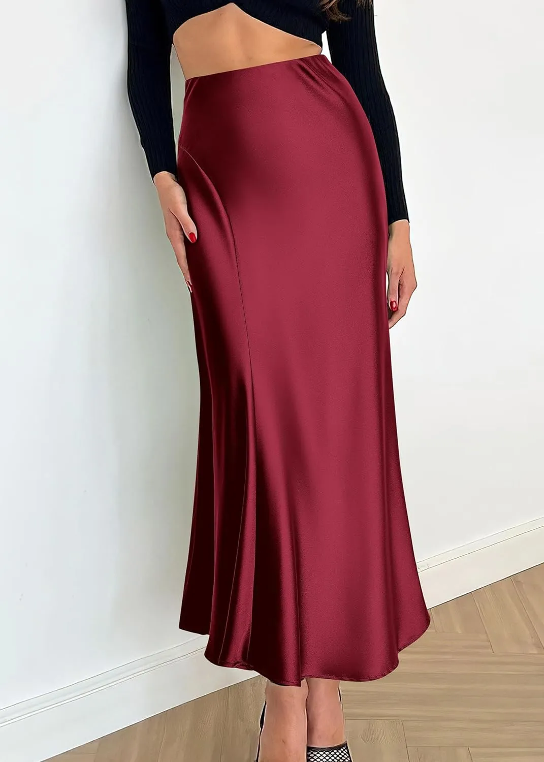 Summer Satin White A Line Maxi Skirt