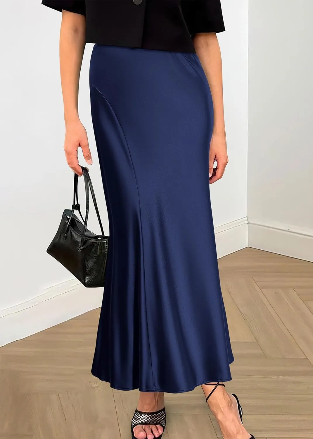 Summer Satin White A Line Maxi Skirt