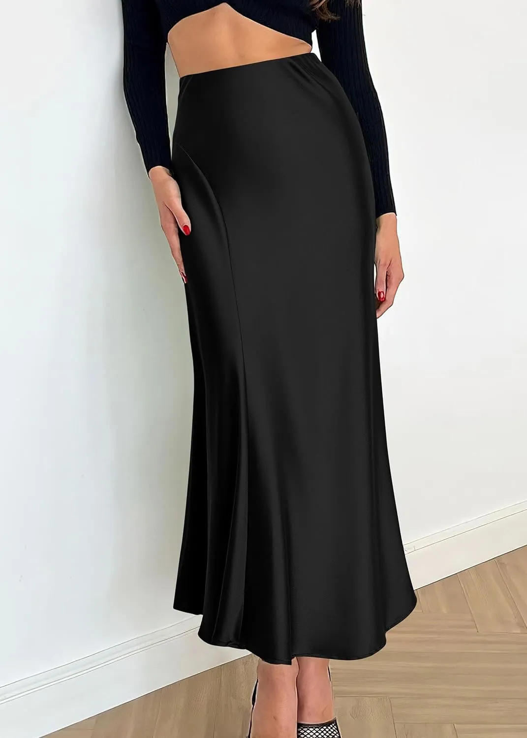 Summer Satin White A Line Maxi Skirt