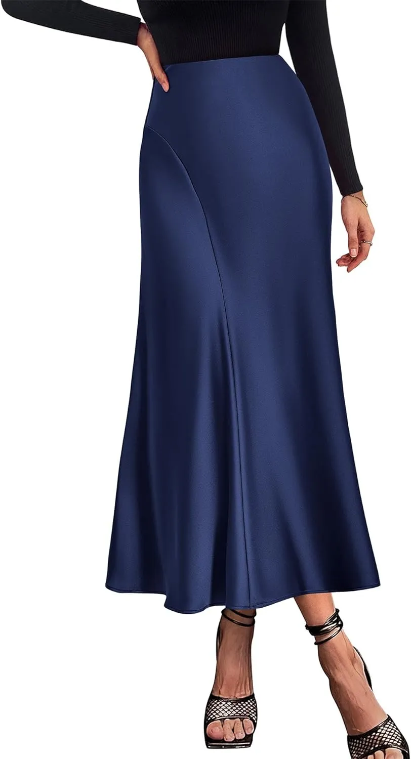 Summer Satin White A Line Maxi Skirt
