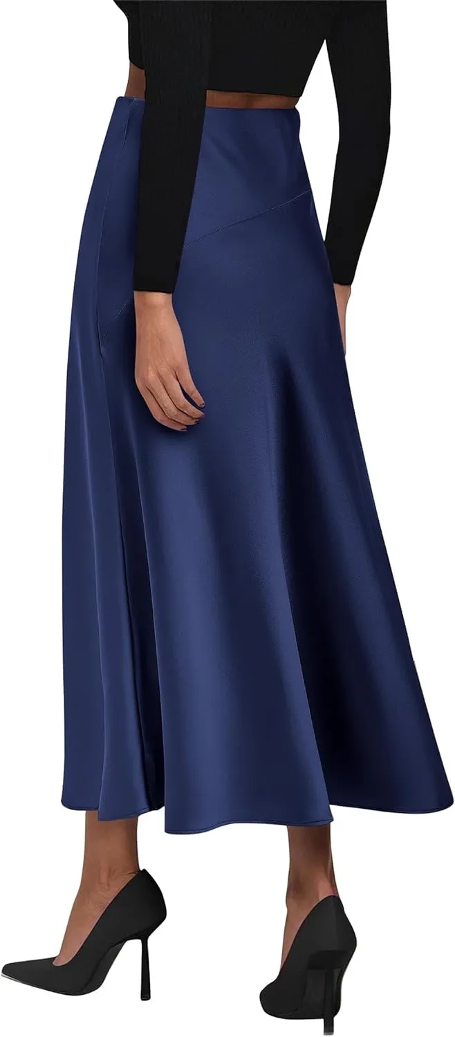 Summer Satin White A Line Maxi Skirt