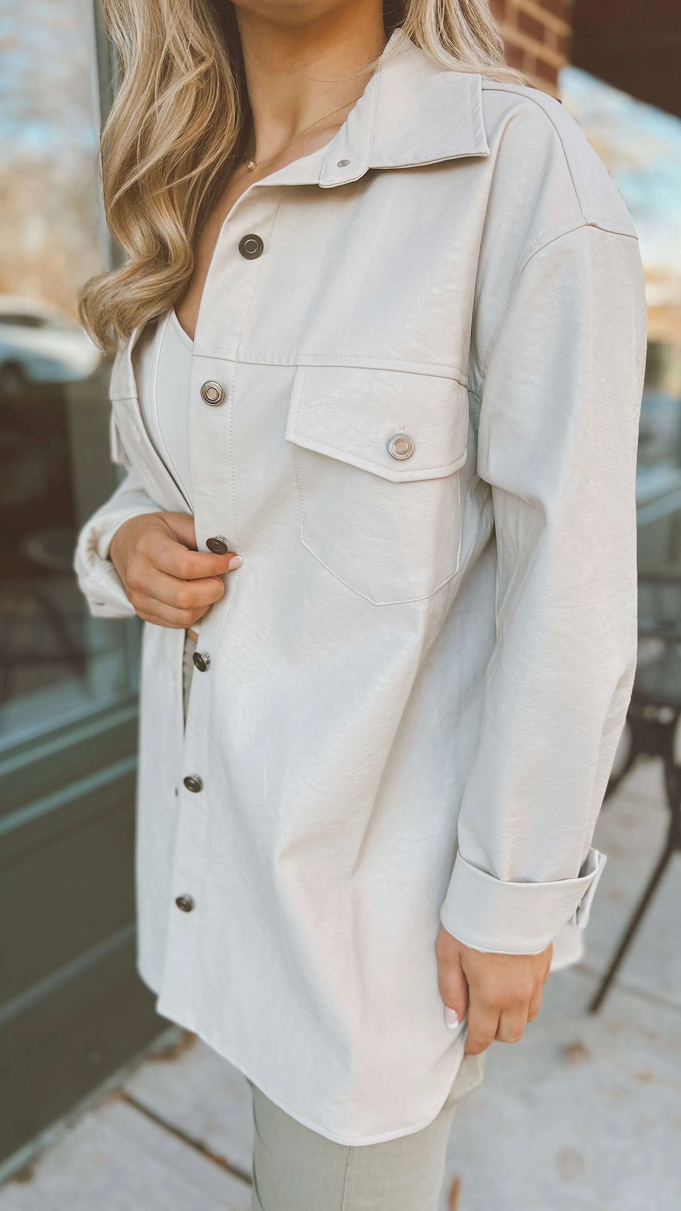 The Fresh Brewed Faux Leather Shacket
