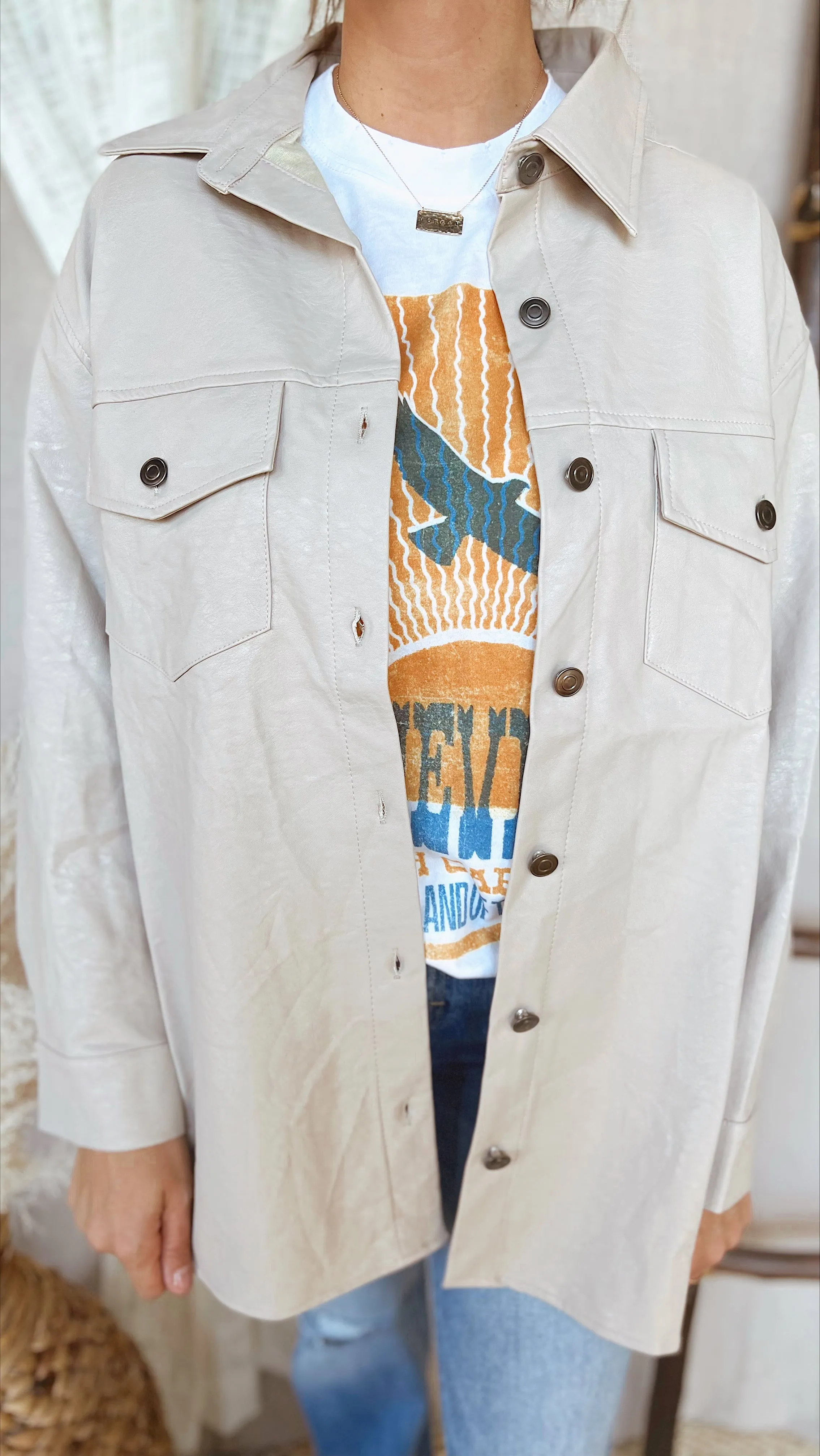 The Fresh Brewed Faux Leather Shacket