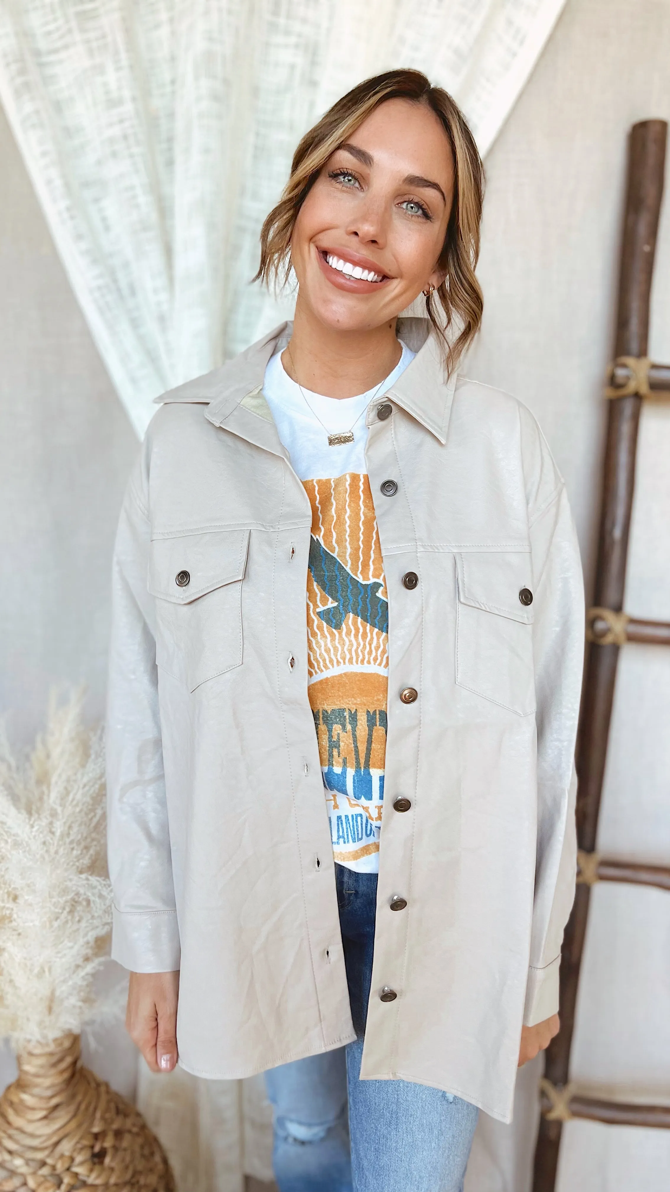 The Fresh Brewed Faux Leather Shacket