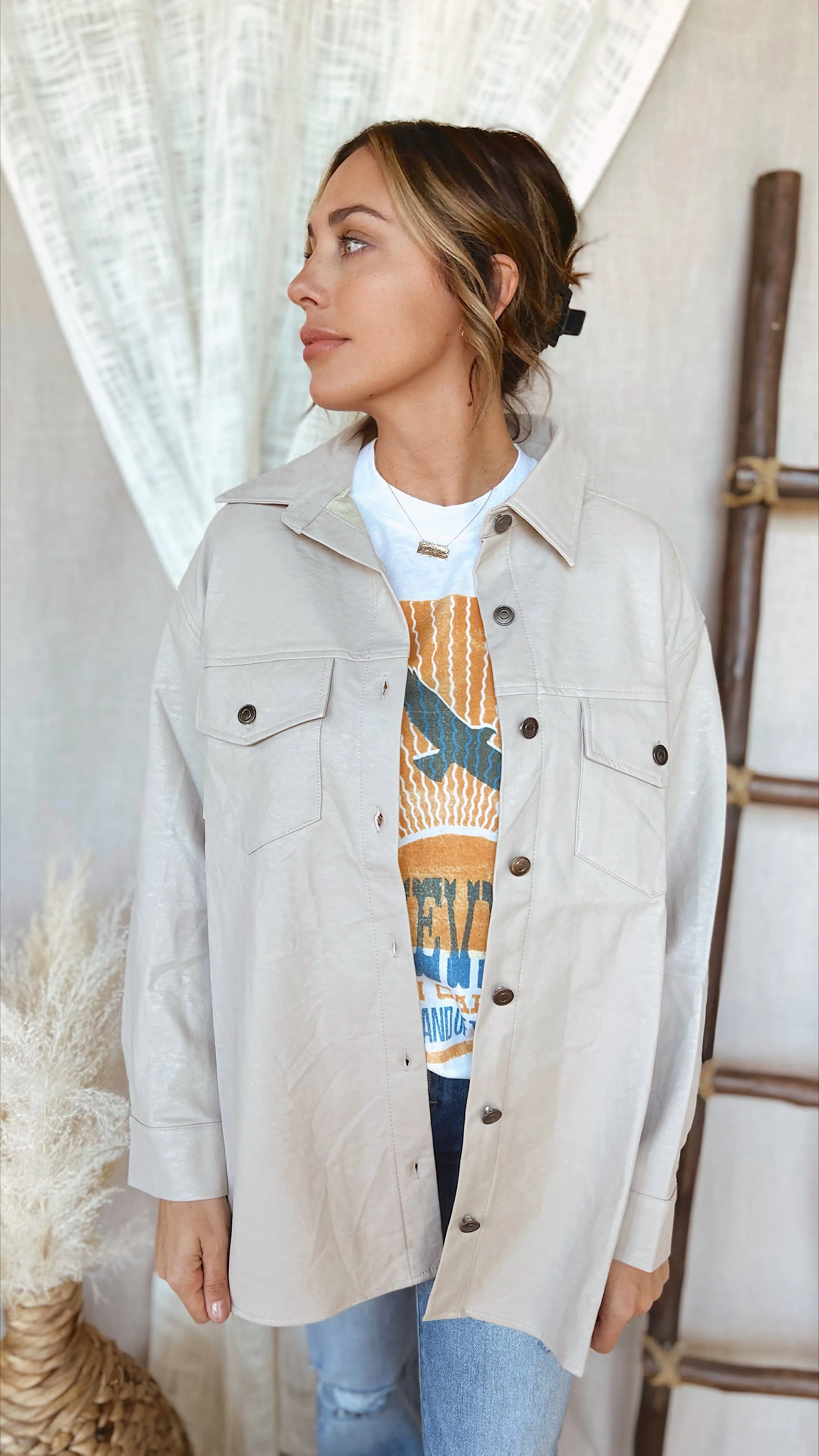 The Fresh Brewed Faux Leather Shacket