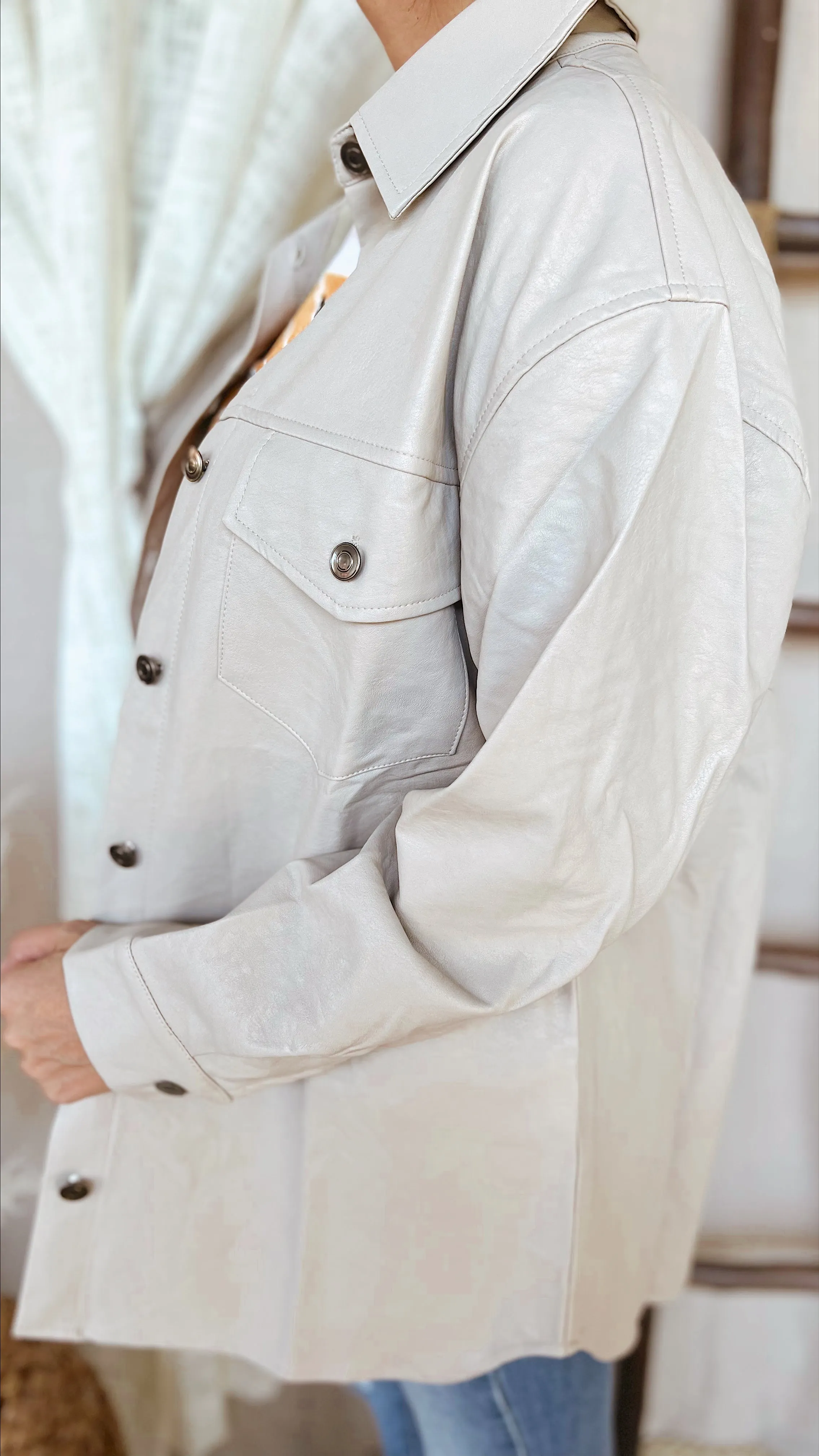 The Fresh Brewed Faux Leather Shacket