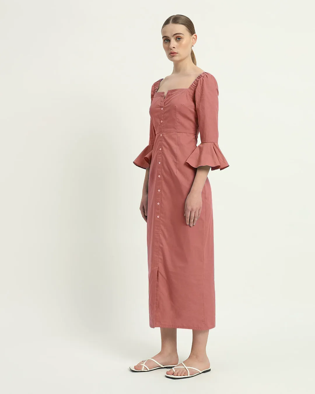 The Rosendale  Ivory Pink Cotton Dress
