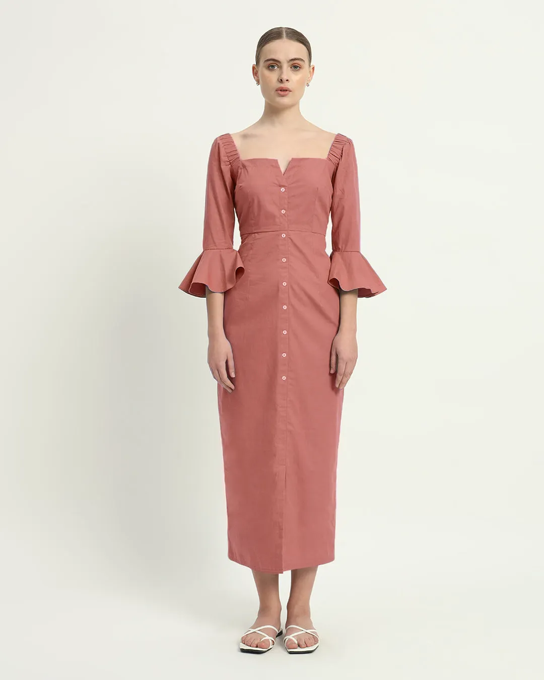 The Rosendale  Ivory Pink Cotton Dress