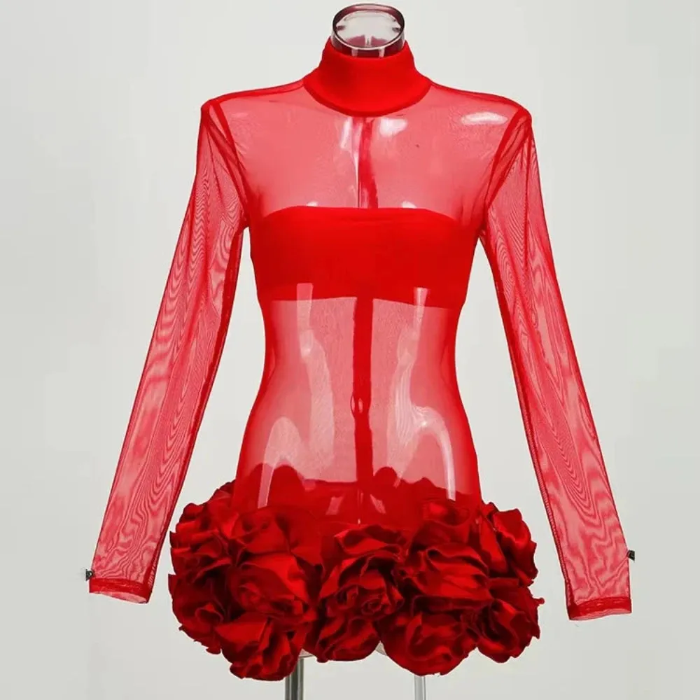 Trend4us Women's Glamorous Mesh Mini Dress