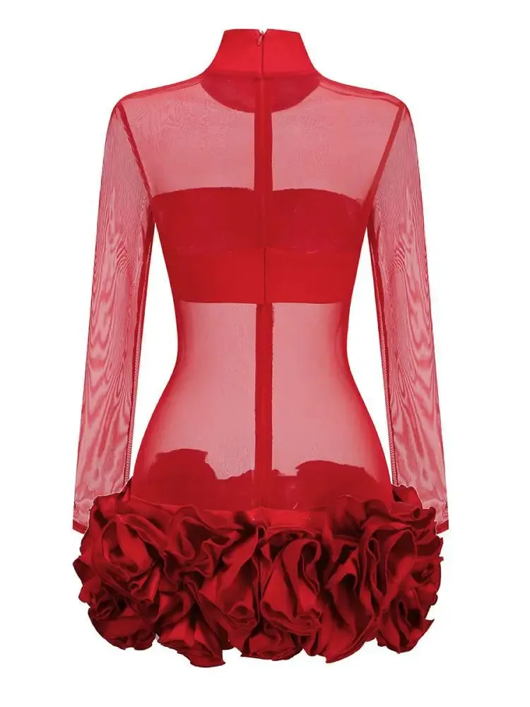 Trend4us Women's Glamorous Mesh Mini Dress