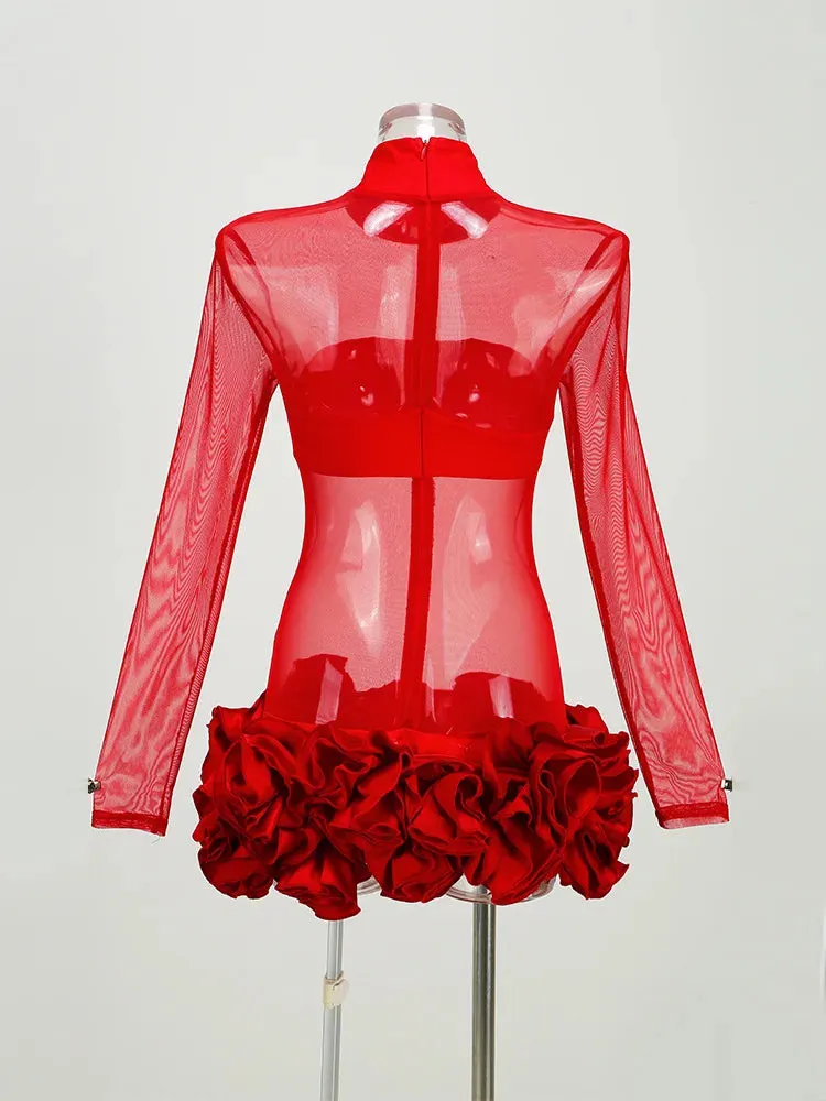 Trend4us Women's Glamorous Mesh Mini Dress