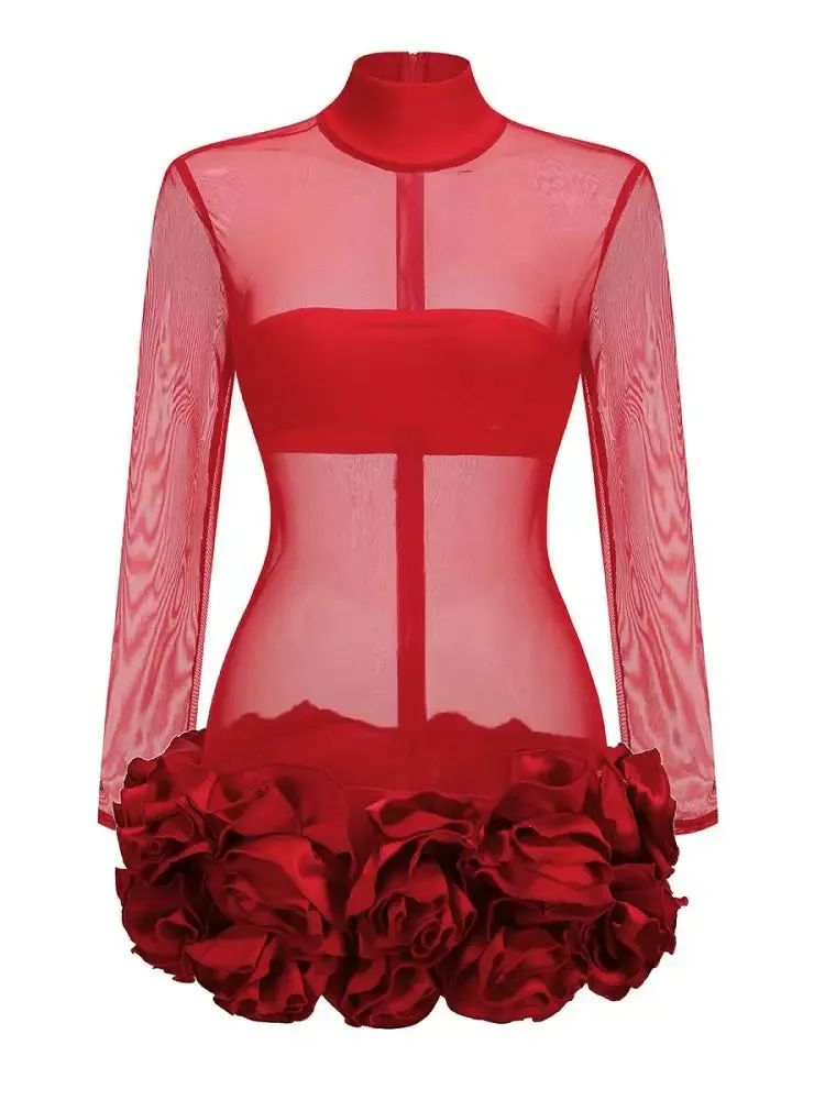 Trend4us Women's Glamorous Mesh Mini Dress