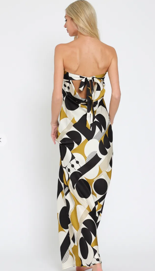 Tube Tie Back Cowl Back Waisted Maxi