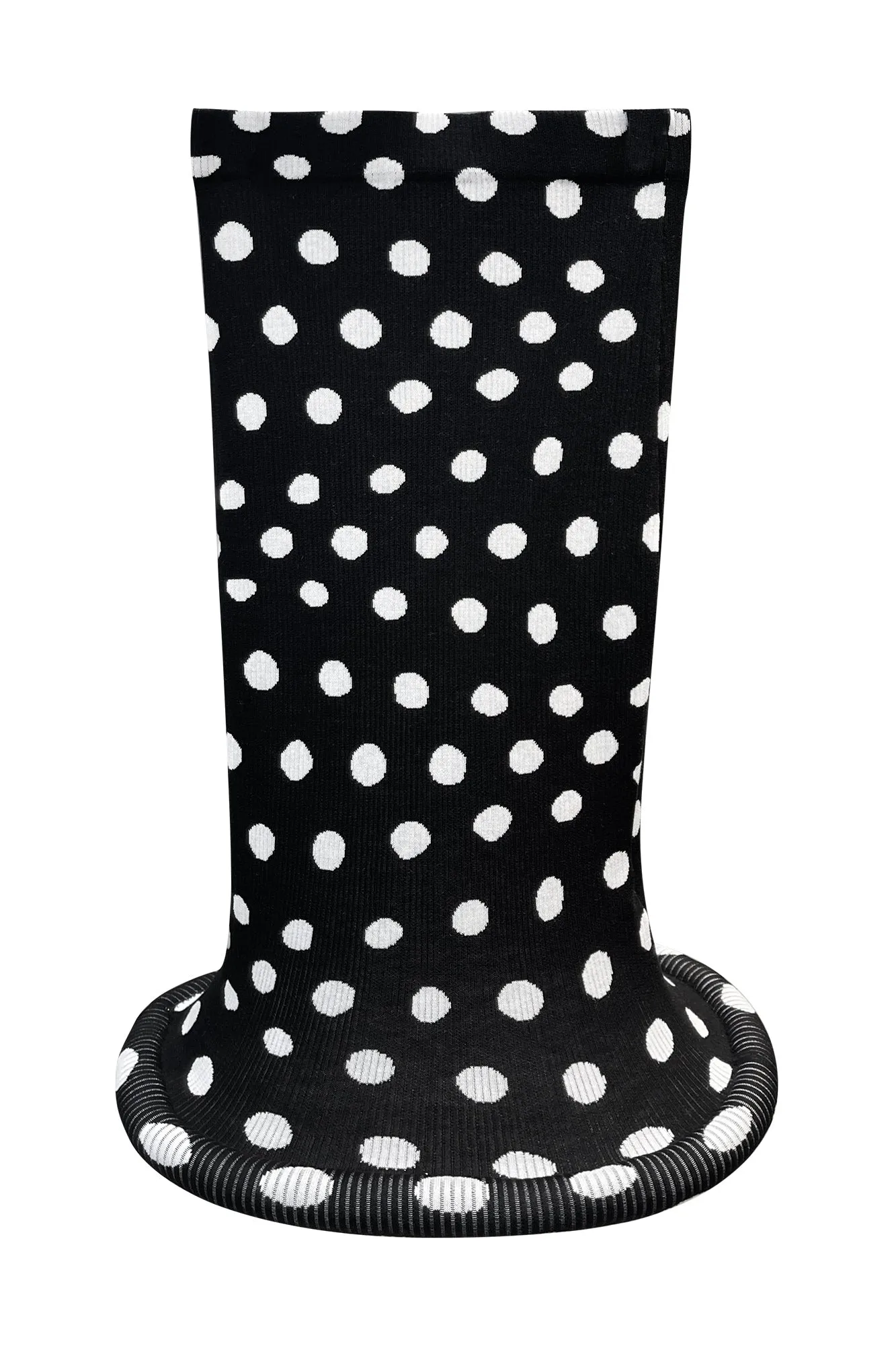 Twisted polka dot knitted half skirt