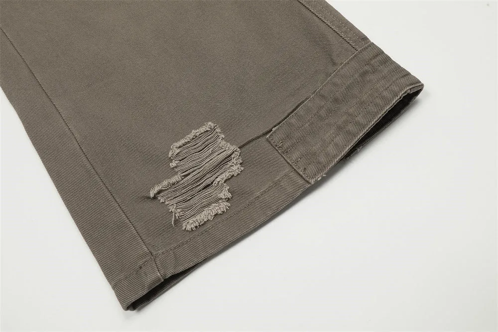 Two-layer Pleated Paratrooper Cargo Jeans Men