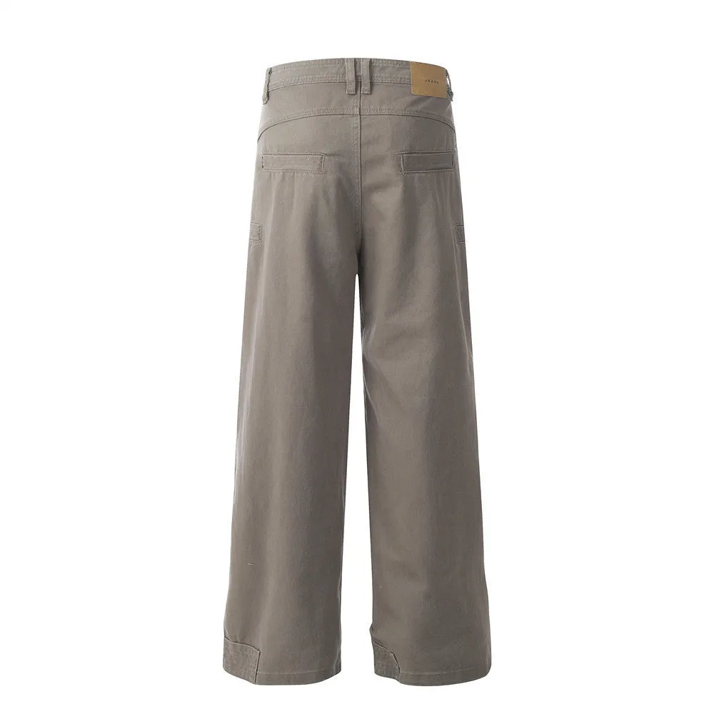 Two-layer Pleated Paratrooper Cargo Jeans Men