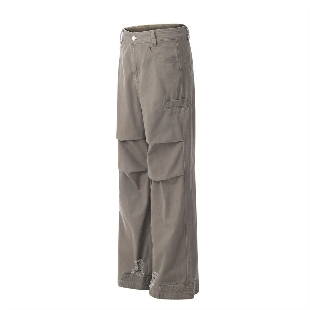Two-layer Pleated Paratrooper Cargo Jeans Men