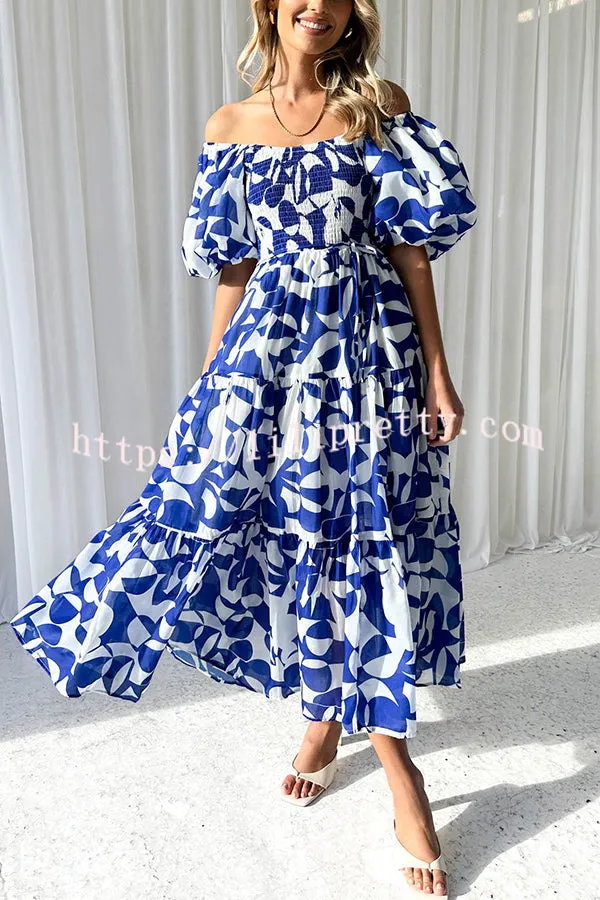 Unique Floral Print Patchwork Lace Up Pleated Maxi Dress