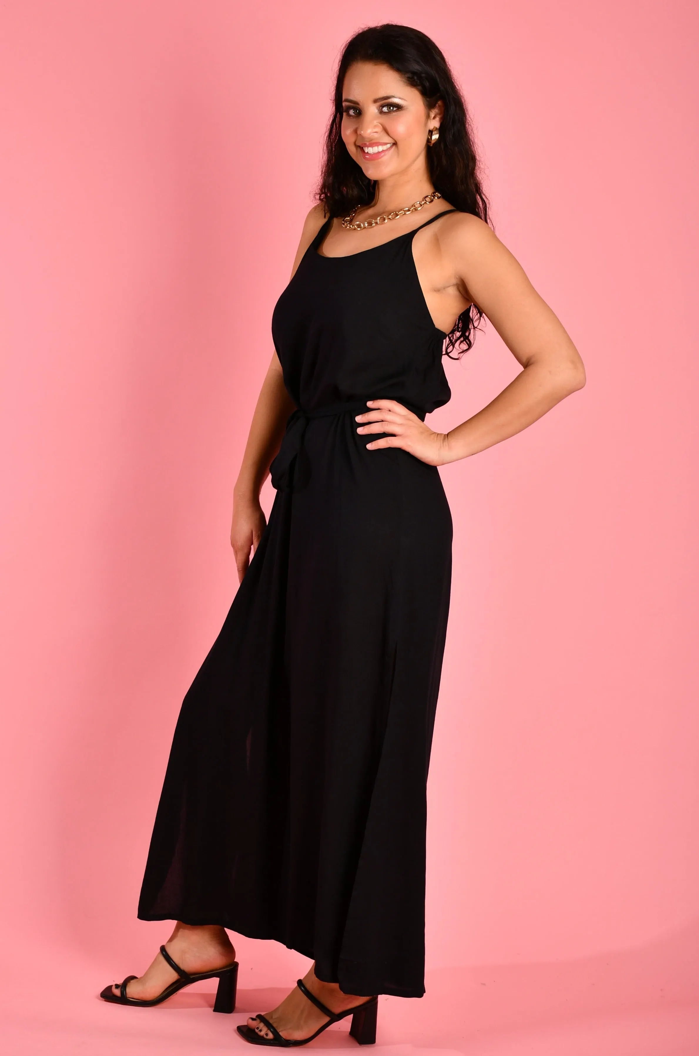 VGLD899 - STRAPPY SEASIDE MAXI DRESS - BLACK