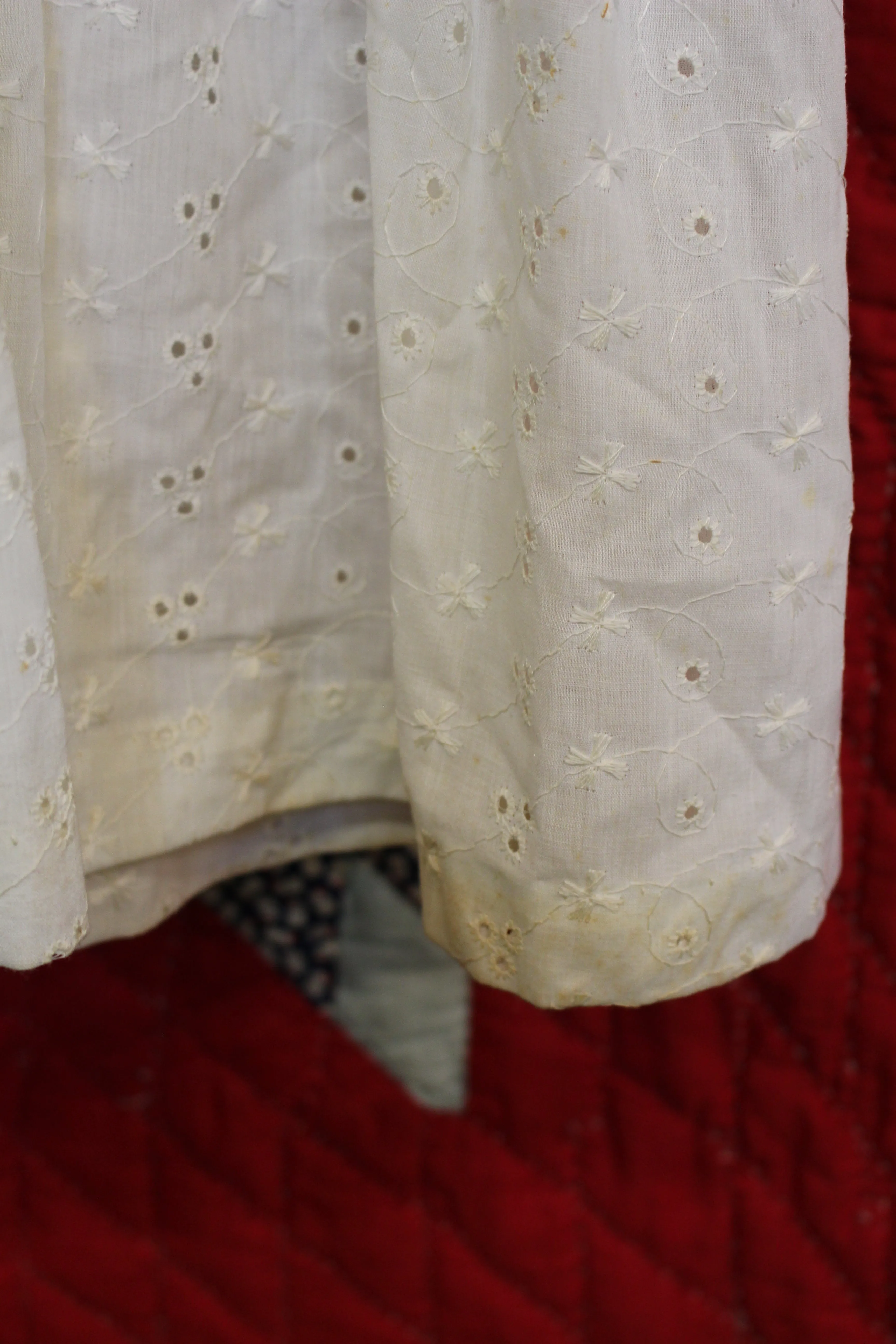 Vintage 1970s Eyelet Lace White Cotton Prairie Dress