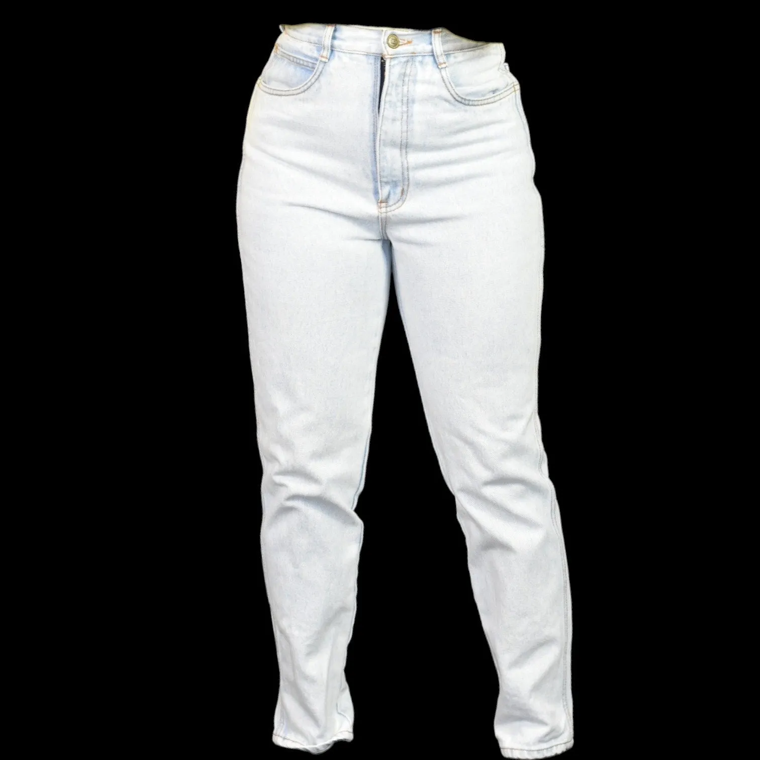 Vintage Rio Jeans Blue Ankle Bows Tapered Rigid Cotton Light Wash Stonewashed High Waist 27
