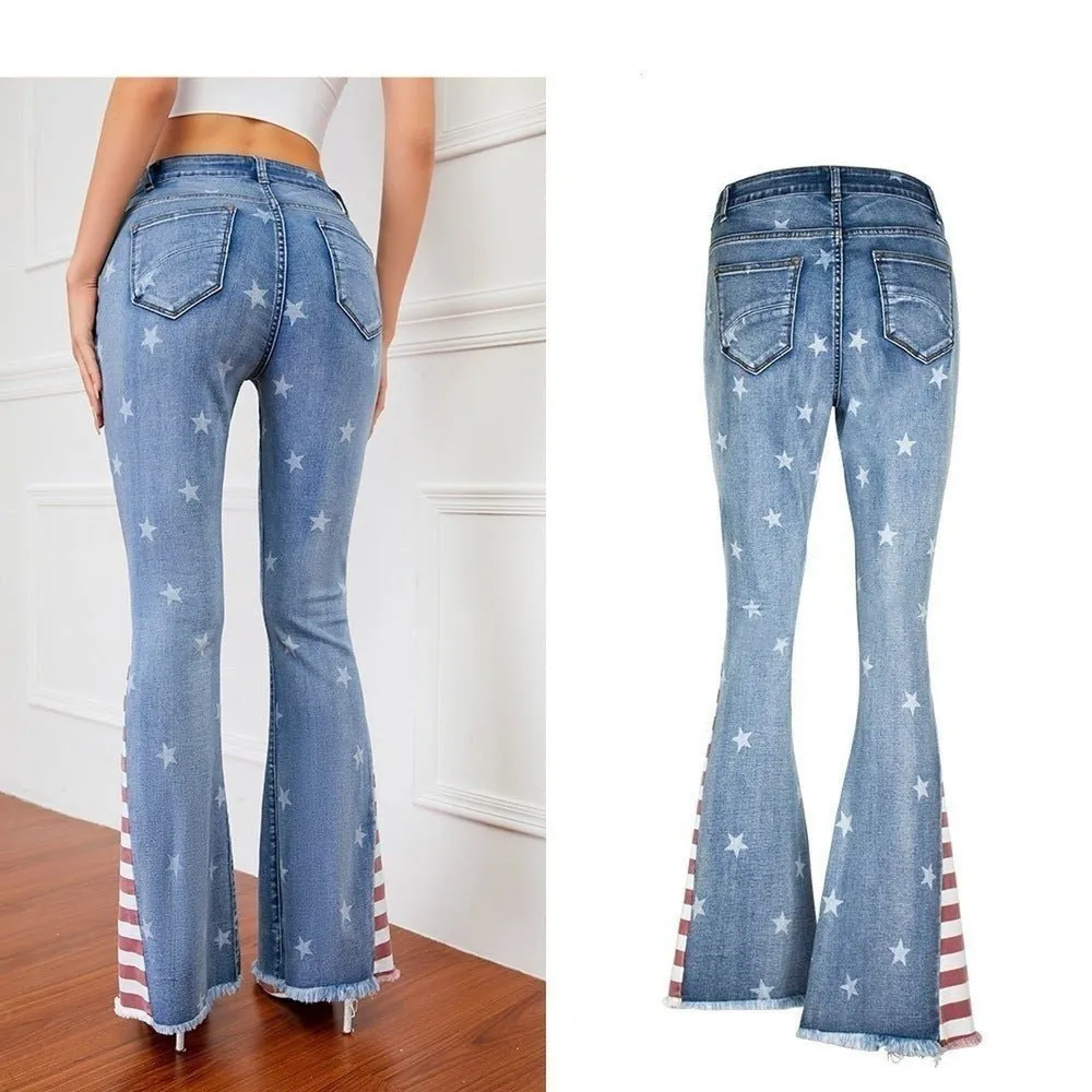 Women's Striped Jeans With Close Fit