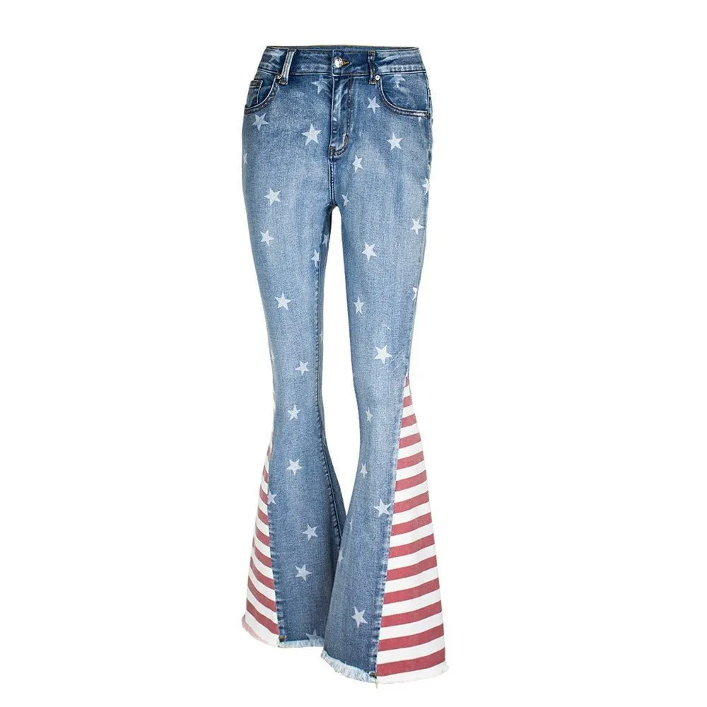 Women's Striped Jeans With Close Fit