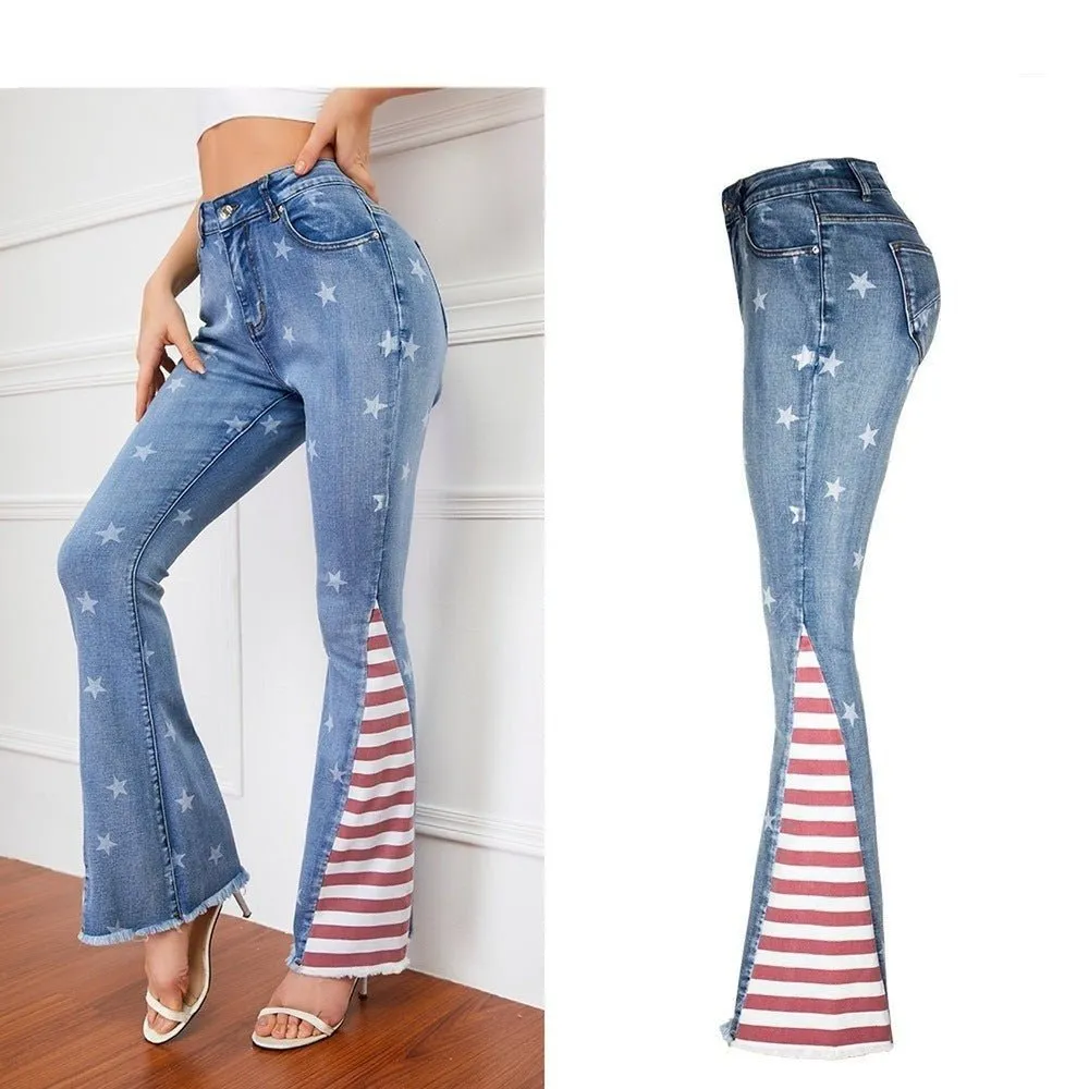 Women's Striped Jeans With Close Fit