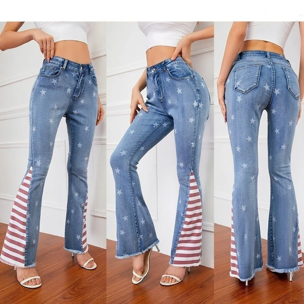 Women's Striped Jeans With Close Fit