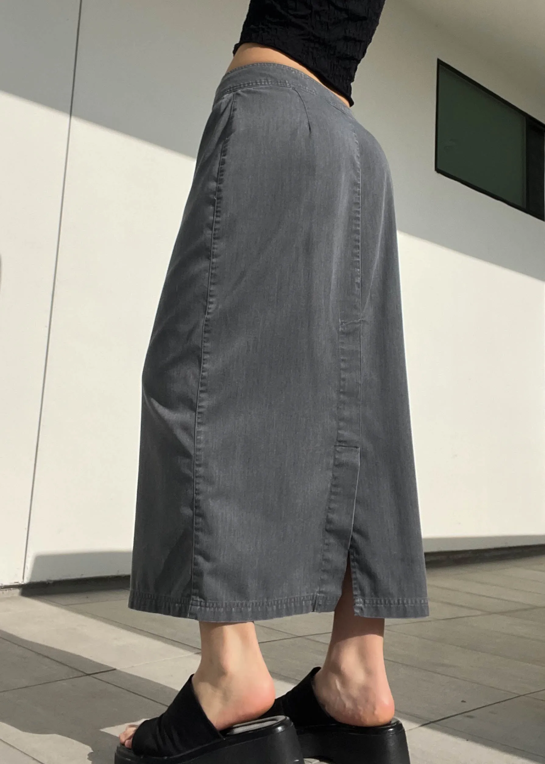 Y2k Gray Maxi Skirt (M)