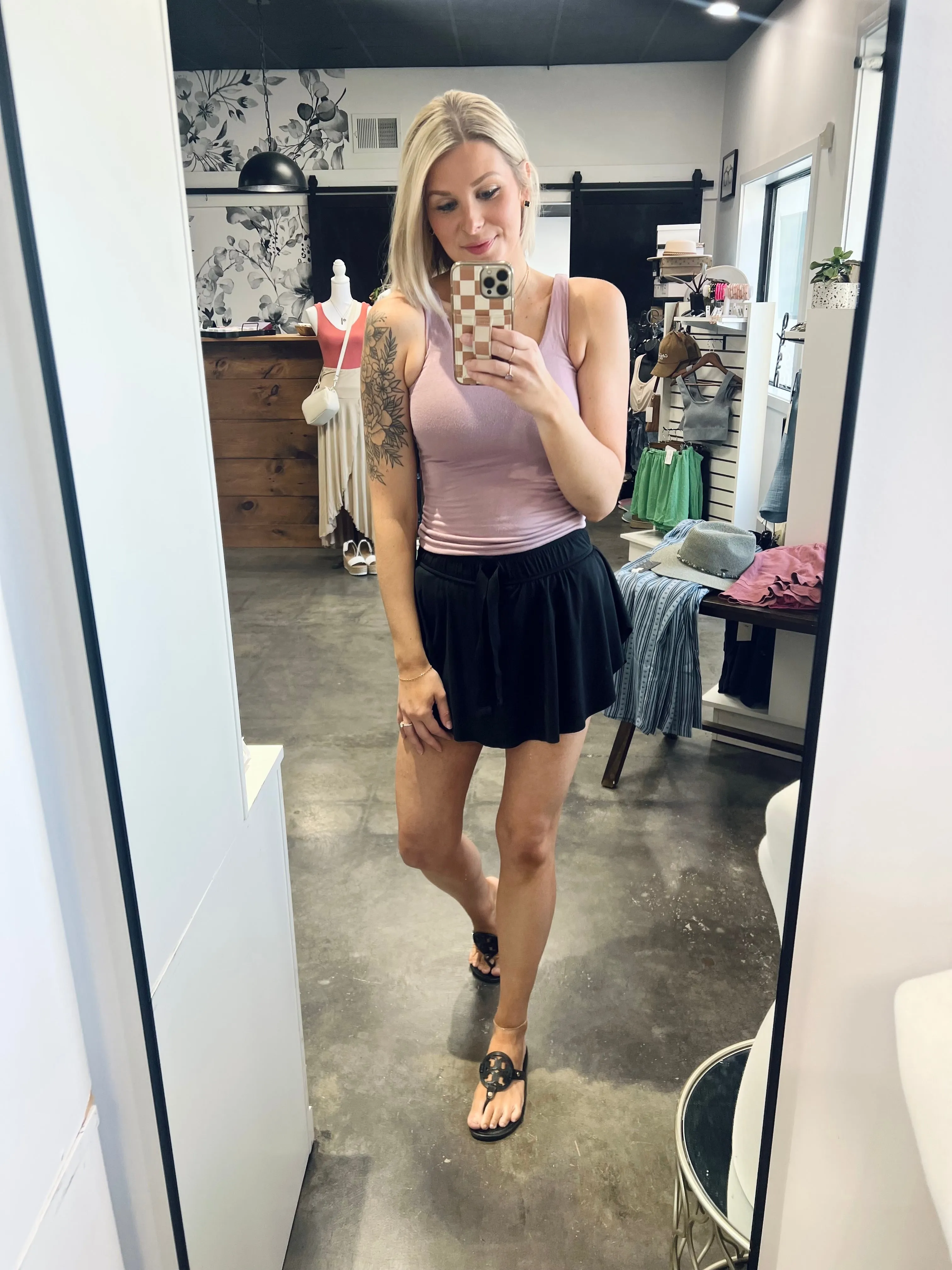 Zenana Ruffle Hem Tennis Skirt with Hidden Inner Pockets